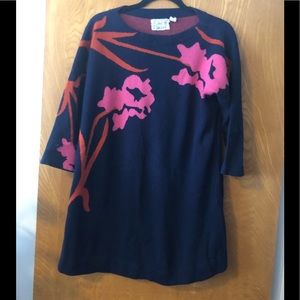 Field and Flowers 3/4 sleeve tunic sweater XL